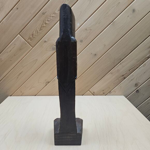 Vintage Carved Wood Monk Religious Figure Holding Bible W/Rosary Statue Priest - Picture 3 of 8